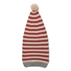 Wheat Knitted Christmas Hat - Red stripe